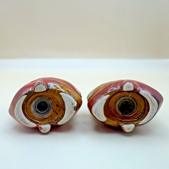 Porcelain Maple Leaf Salt and Pepper Shakers Large Painted Glazed - Picture 4 of 5